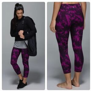 Lululemon Wunder Under Crop Leggings Tie Dye Purple